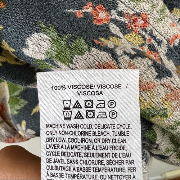 Lucky Brand Beautiful Floral Snap Wrap Long Sleeve Blouse L - Picture 13 of 14